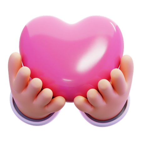 Hands Holding A Heart  3D Icon