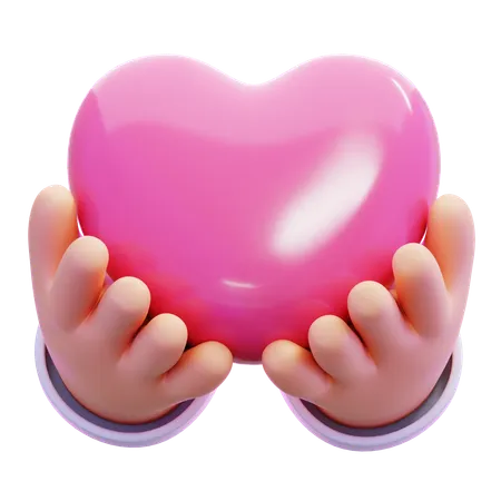 Hands Holding A Heart  3D Icon