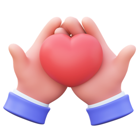 Hands holding a heart  3D Icon