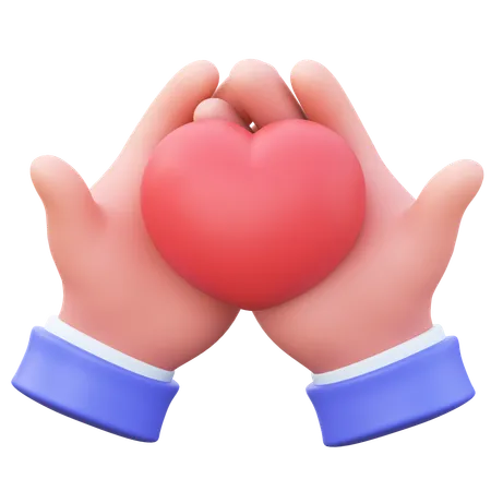 Hands holding a heart  3D Icon