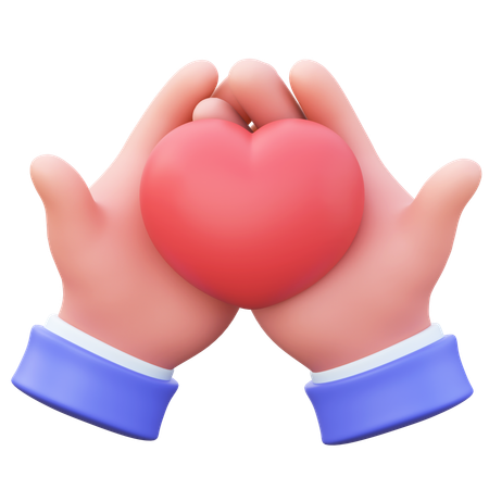 Hands holding a heart 3D Icon