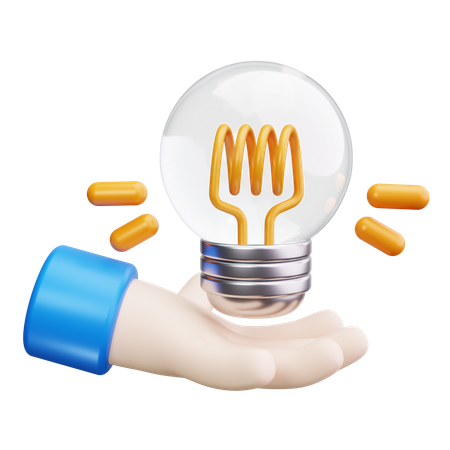 Hands holding a lightbulb  3D Icon