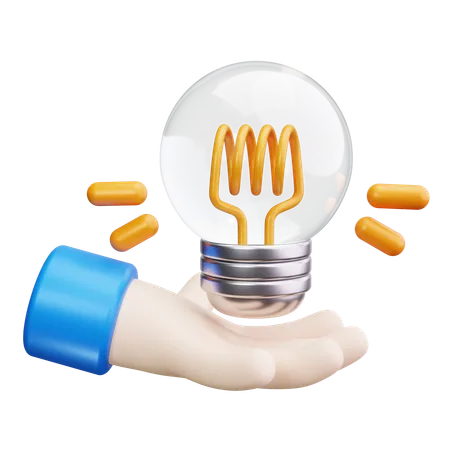 Hands holding a lightbulb  3D Icon