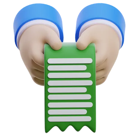 Hands Holding A Receipt  3D Icon