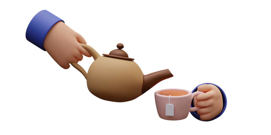 Hands Holding A Teapot And Mug  3D Icon