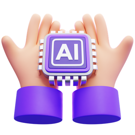人工知能チップを持つ手  3D Icon