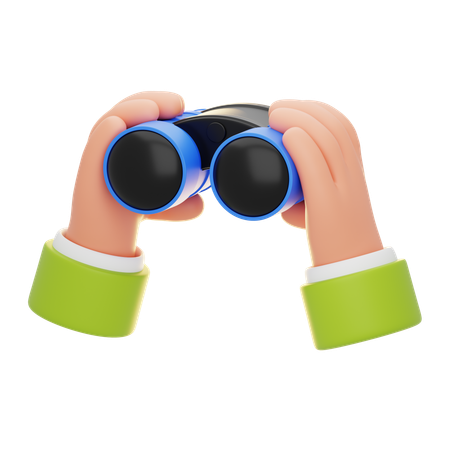 Hands Holding Binoculars Searching And Exploration  3D Icon