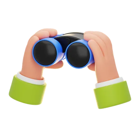 Hands Holding Binoculars Searching And Exploration  3D Icon