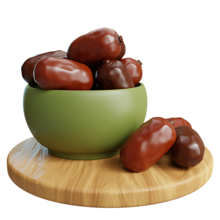 Hands Holding Bowl Of Dates  3D Icon