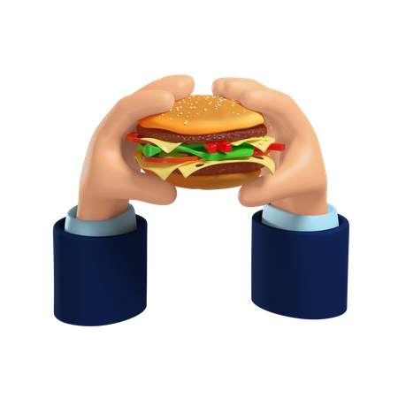 Hands Holding Cheeseburger  3D Icon