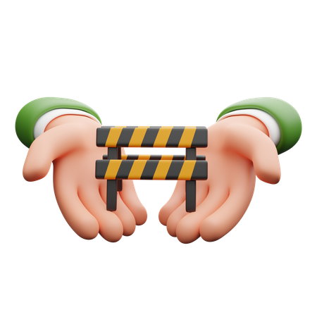 Hands Holding Construction Barrier  3D Icon