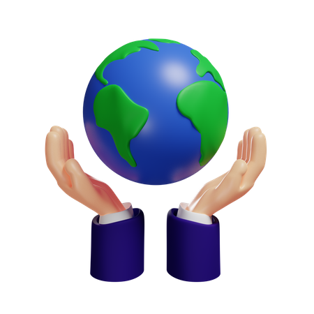 Hands holding earth  3D Icon