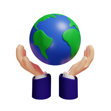 Hands holding earth  3D Illustration