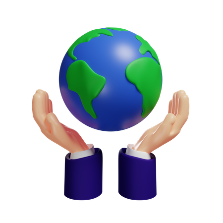 Hands holding earth 3D Illustration