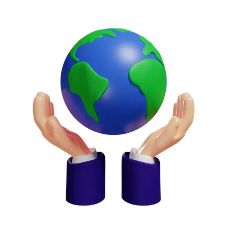 Hands holding earth  3D Illustration