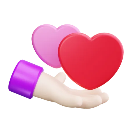 Hands holding heart  3D Icon