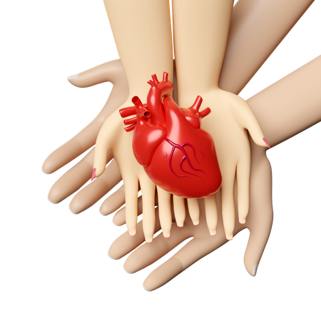 Hands Holding Heart  3D Icon