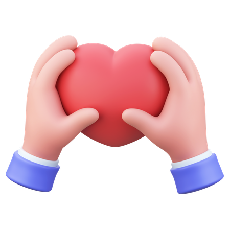 Hands Holding Heart  3D Icon