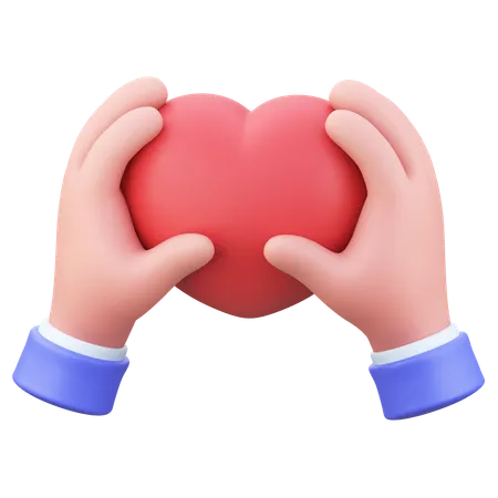 Hands Holding Heart  3D Icon