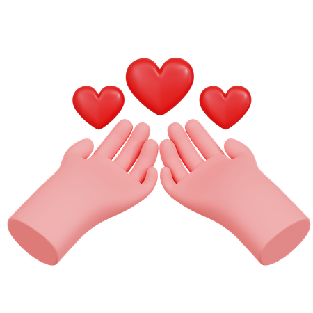 Hands Holding Hearts Illustartion  3D Icon