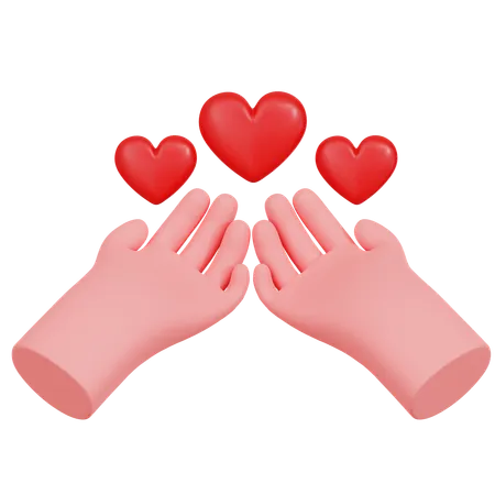Hands Holding Hearts Illustartion  3D Icon