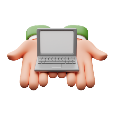 ノートパソコンを持つ手  3D Icon