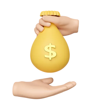 Hands holding money bag  3D Illustration