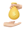 hands holding money bag