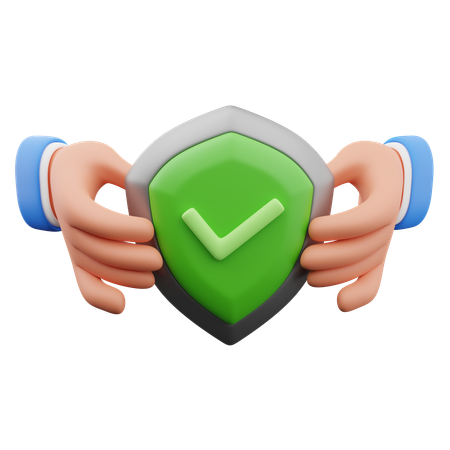 Hands holding shield  3D Icon