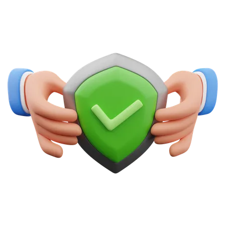 Hands holding shield  3D Icon