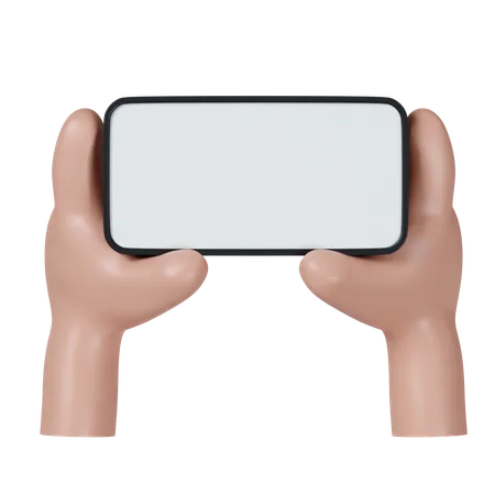 Hands holding smartphone with blank screen  3D Icon