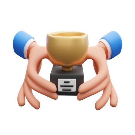 Hands holding trophy  3D Icon