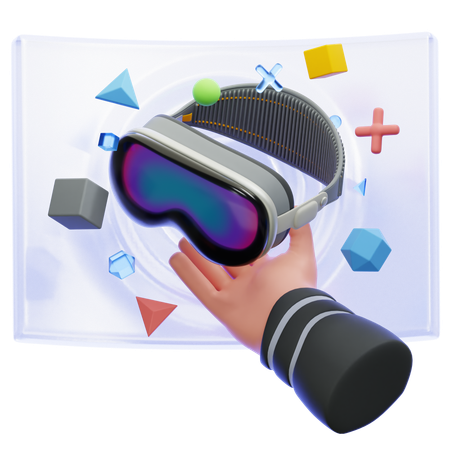 Hands Holding Virtual Reality Glasses  3D Icon