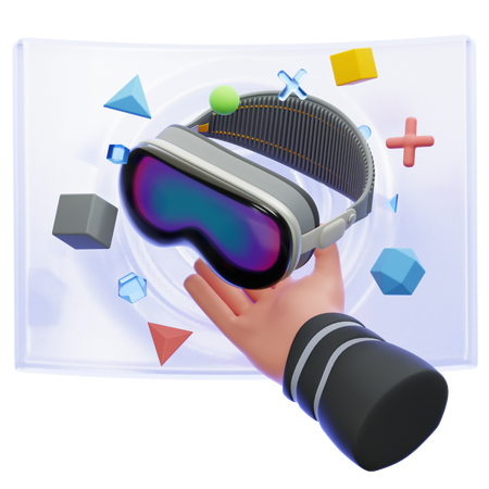 Hands Holding Virtual Reality Glasses  3D Icon