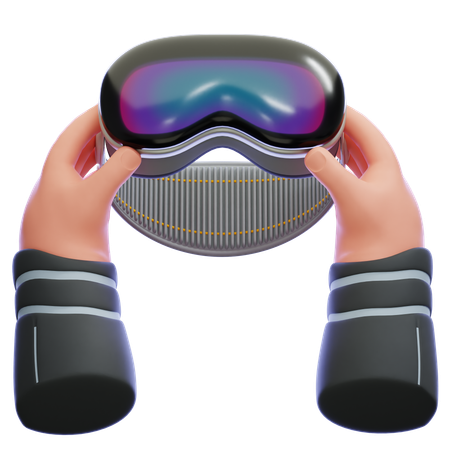 Hands Holding Virtual Reality Glasses  3D Icon