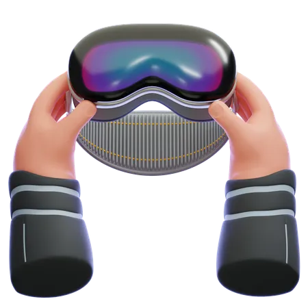 Hands Holding Virtual Reality Glasses  3D Icon