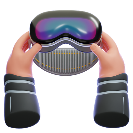 Hands Holding Virtual Reality Glasses  3D Icon