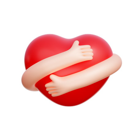 Hands Hugging Heart  3D Icon