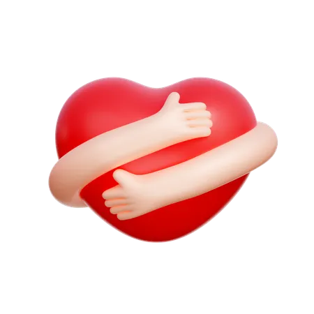 Hands Hugging Heart  3D Icon