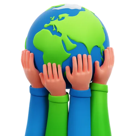 Hands Lifting Earth  3D Icon
