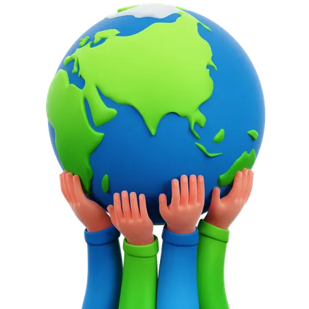Hands Lifting Earth  3D Icon