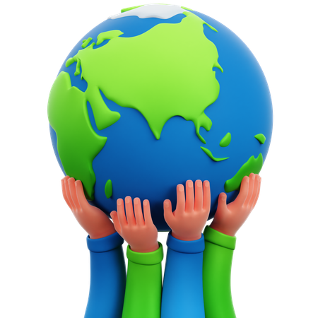 Hands Lifting Earth  3D Icon