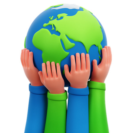 Hands Lifting Earth  3D Icon