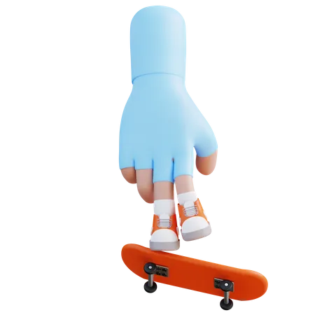 Hands Playing Skateboard  3D Icon