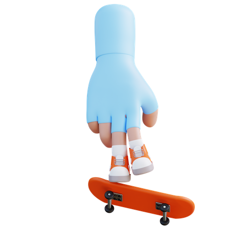 Hands Playing Skateboard  3D Icon