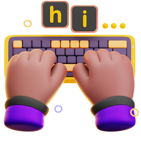 HANDS TYPING ON KEYBOARD  3D Icon