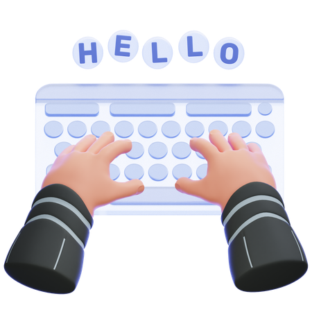 Hands Typing on Virtual Keyboard  3D Icon