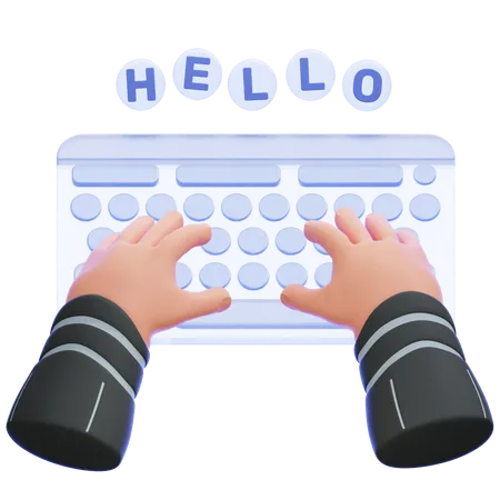 Hands Typing on Virtual Keyboard  3D Icon