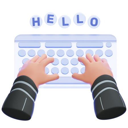 Hands Typing on Virtual Keyboard  3D Icon