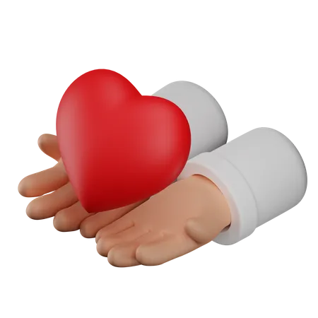 Hands with heart  3D Icon